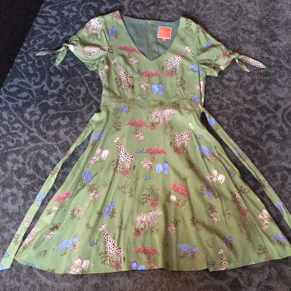ModCloth Green Safari Print Dress